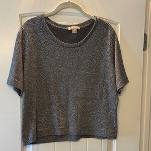 Forever 21 Metallic Silver Short Sleeve Top